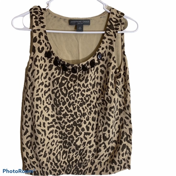 Josephine Chaus Animal Print Silk Sleeveless Sweater‎ - Picture 1 of 5